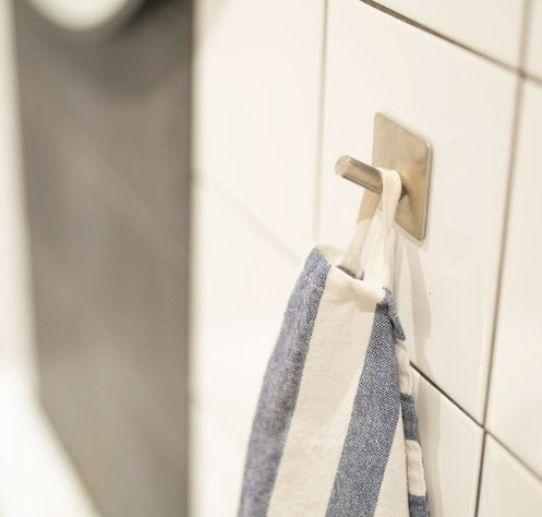 Adhesive Hook In Brushed Steel