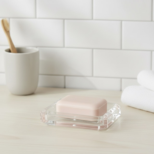 Porte-savon en plastique transparent